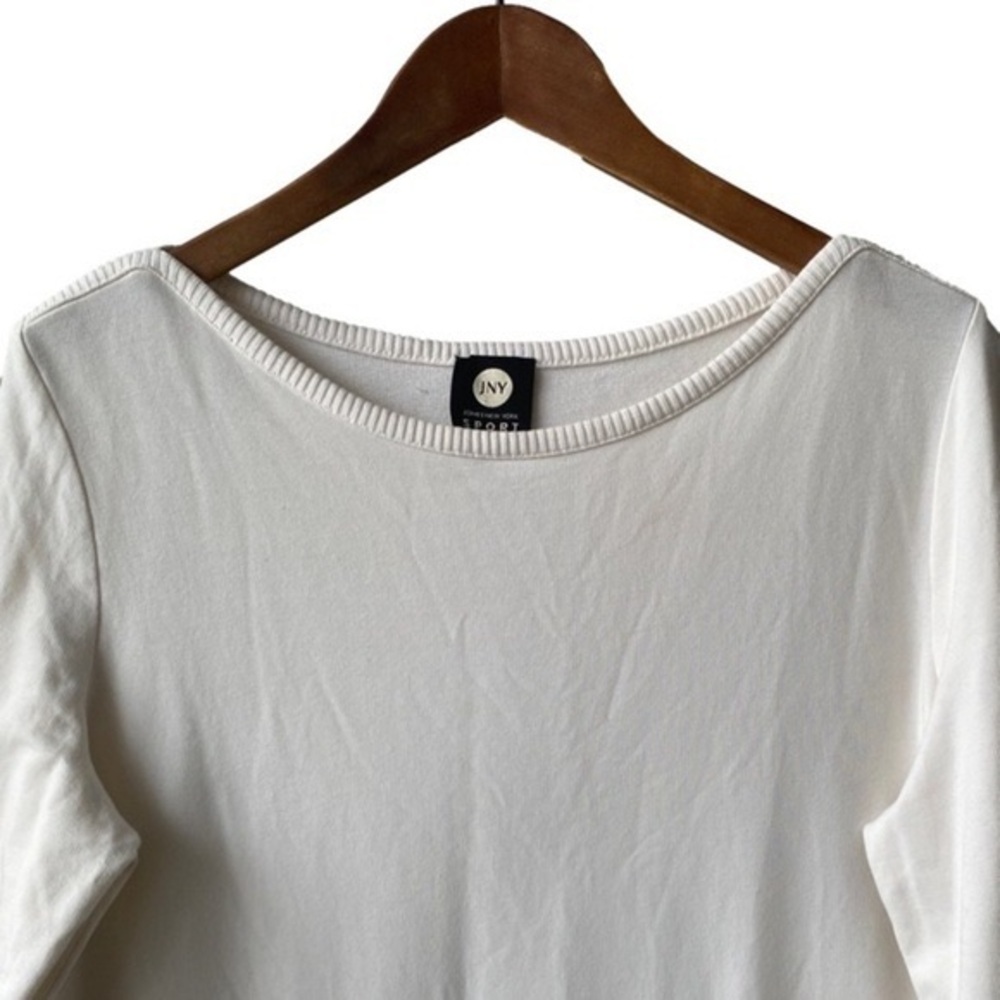 Jones York Sport Ivory Boatneck Long Sleeve Sweater Pullover Top Women's L